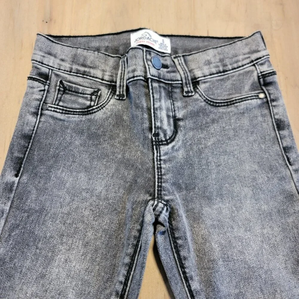 Jordache Girls Black Light Wash‎ Super Skinny Jeans Size 6 EUC